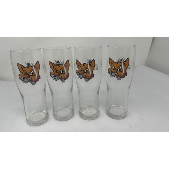 Vintage Petron Tequila Fox Cigar Glasses Set Of 4 - 7" Clear Glass Barware - Picture 3 of 6